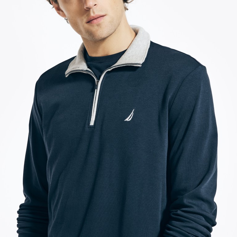 Nautica Quarter-zip Sweatshirts Heren Donkerblauw | sU8swhzE