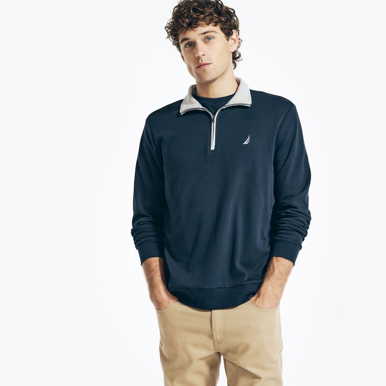 Nautica Quarter-zip Sweatshirts Heren Donkerblauw | sU8swhzE