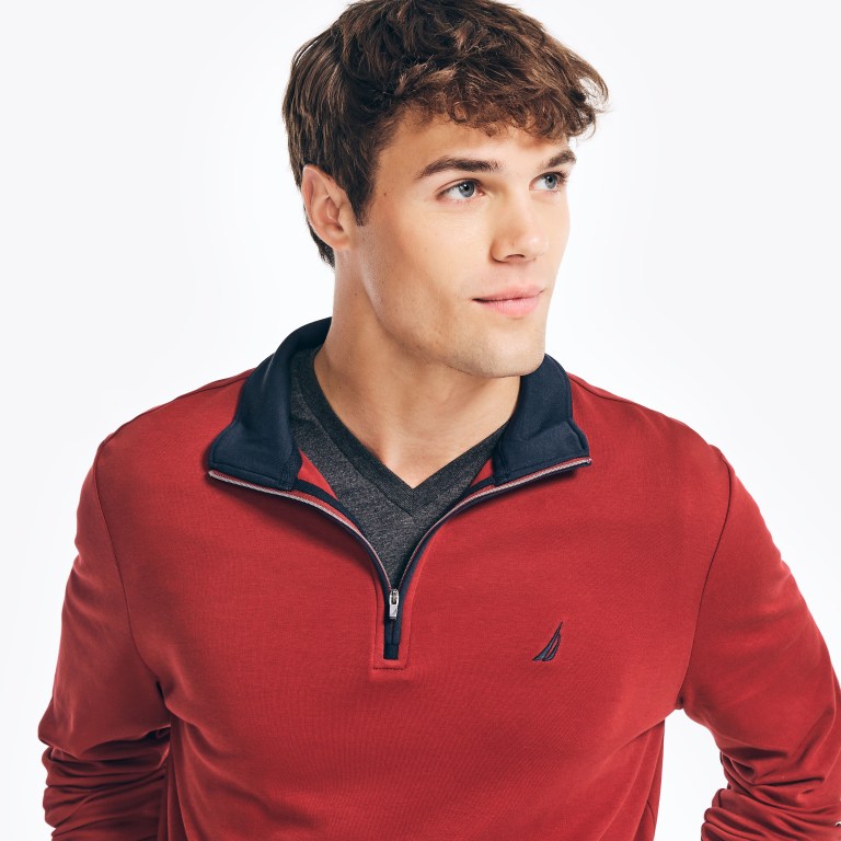 Nautica Quarter-zip Sweatshirts Heren Rood | 7q5YtV5z