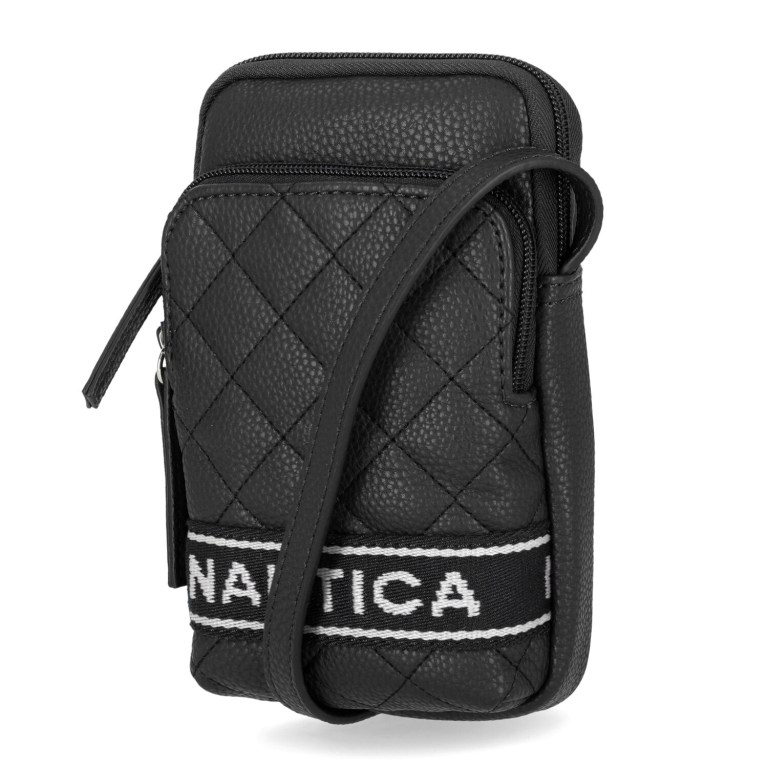 Nautica Quilted Phone Crossbody Handbag Dames Zwart | u6GZpuNC