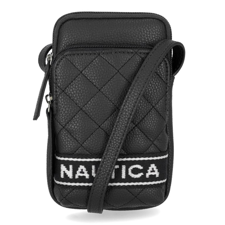 Nautica Quilted Phone Crossbody Handbag Dames Zwart | u6GZpuNC