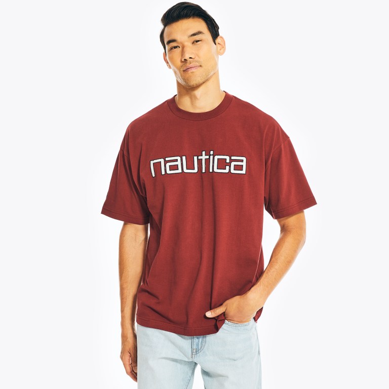 Nautica Reissue Logo Grafische T-shirts Heren Rood | MNB7sRUB