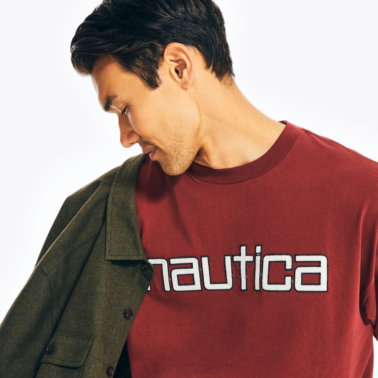 Nautica Reissue Logo Grafische T-shirts Heren Rood | MNB7sRUB