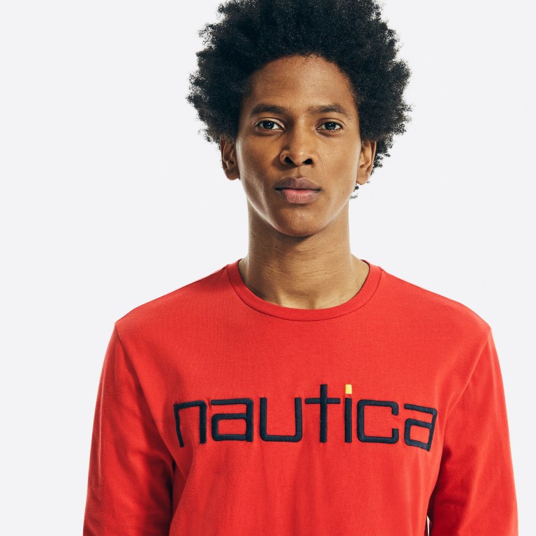 Nautica Reissue Sustainably Crafted Grafische Long-sleeve T-shirts Heren Koningsblauw Bordeaux | LirEqOyH