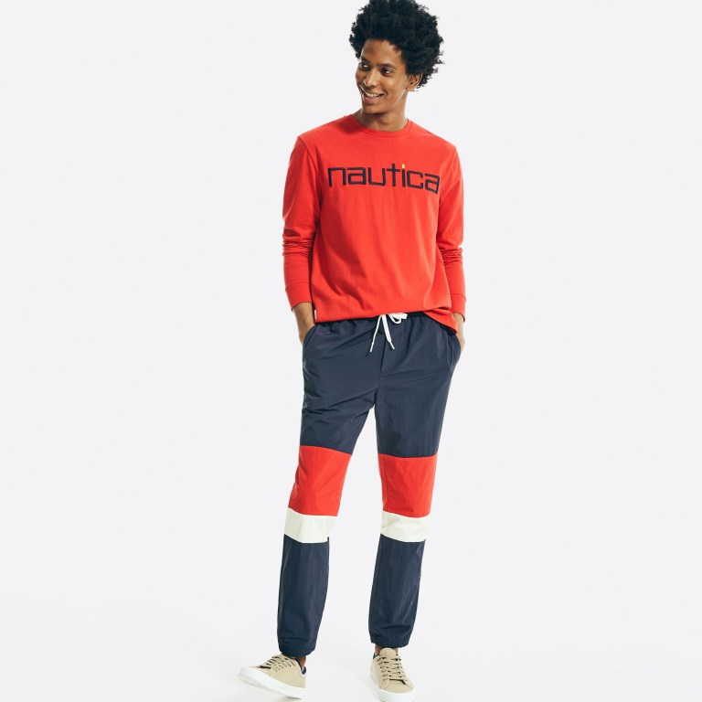 Nautica Reissue Sustainably Crafted Grafische Long-sleeve T-shirts Heren Koningsblauw Bordeaux | LirEqOyH