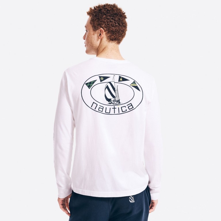 Nautica Reissue Sustainably Crafted Grafische Long-sleeve T-shirts Heren Wit | Tyzumg5o