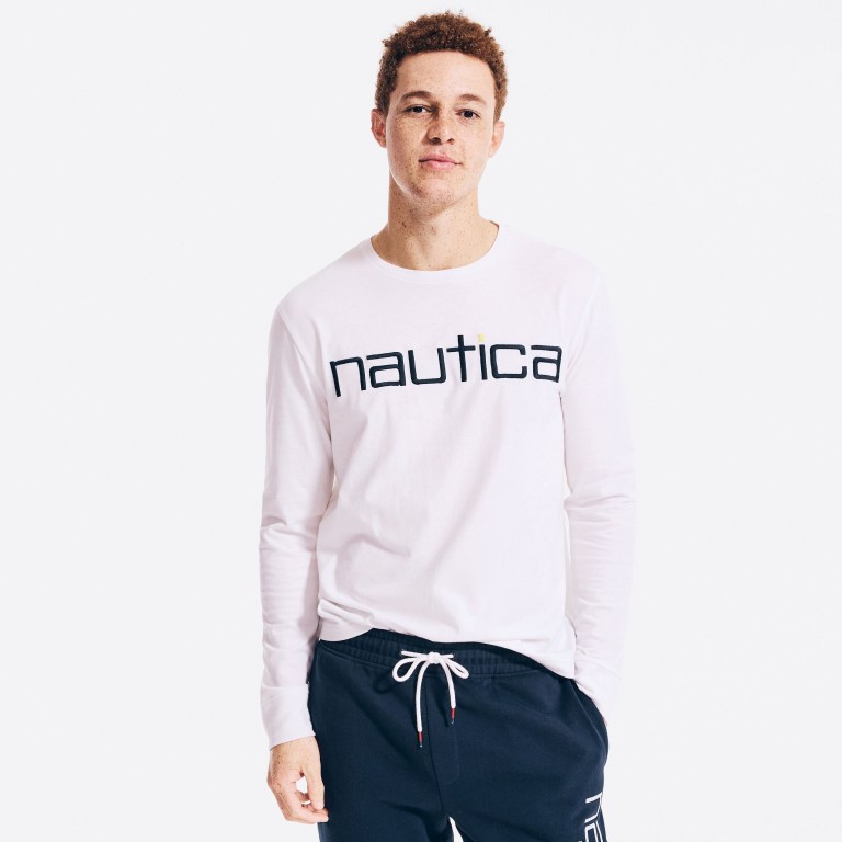 Nautica Reissue Sustainably Crafted Grafische Long-sleeve T-shirts Heren Wit | Tyzumg5o