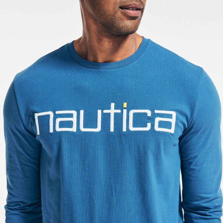 Nautica Reissue Sustainably Crafted Grafische Long-sleeve T-shirts Heren Blauw | XqUIp2I5