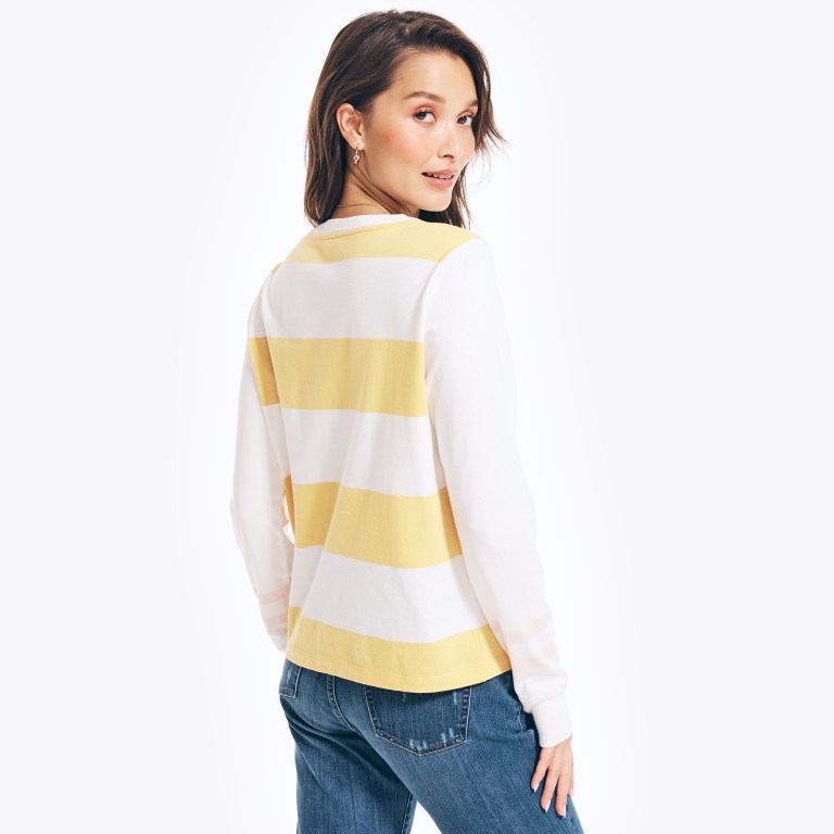 Nautica Rugby Striped Henley Topjes Dames Geel | B4bX9dCt