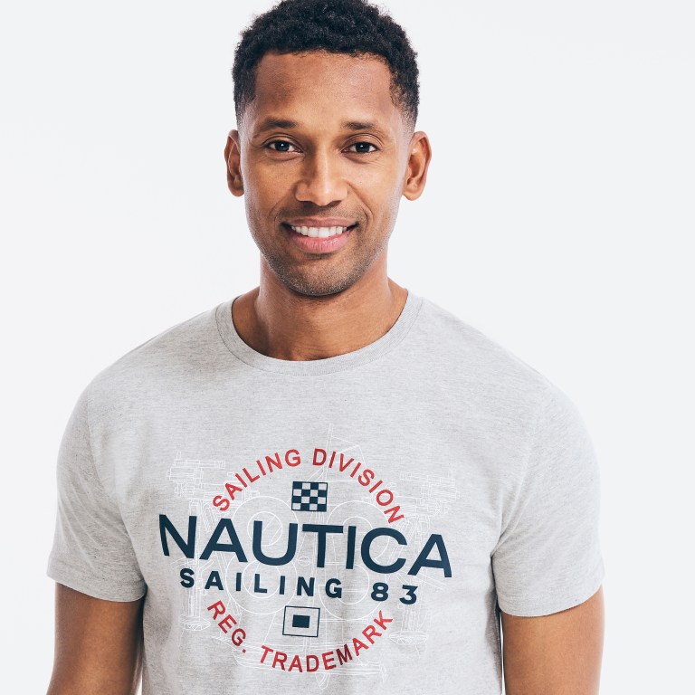 Nautica Sailing Division Grafische T-shirts Heren Grijs | A6TDjWK1