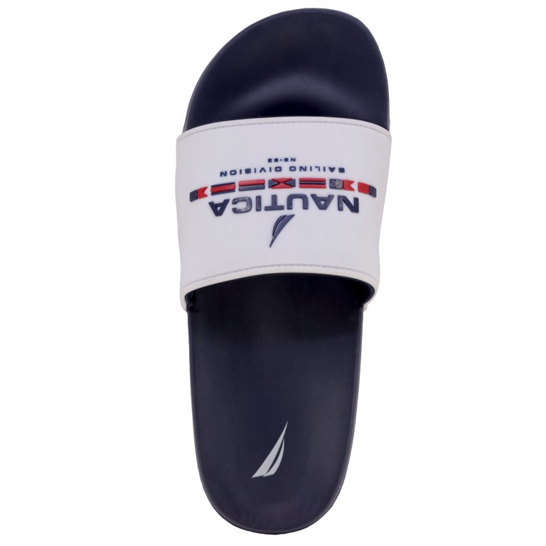 Nautica Sailing Division Logo Badslippers Heren Wit Lichtturkoois | R3Gi8rWo