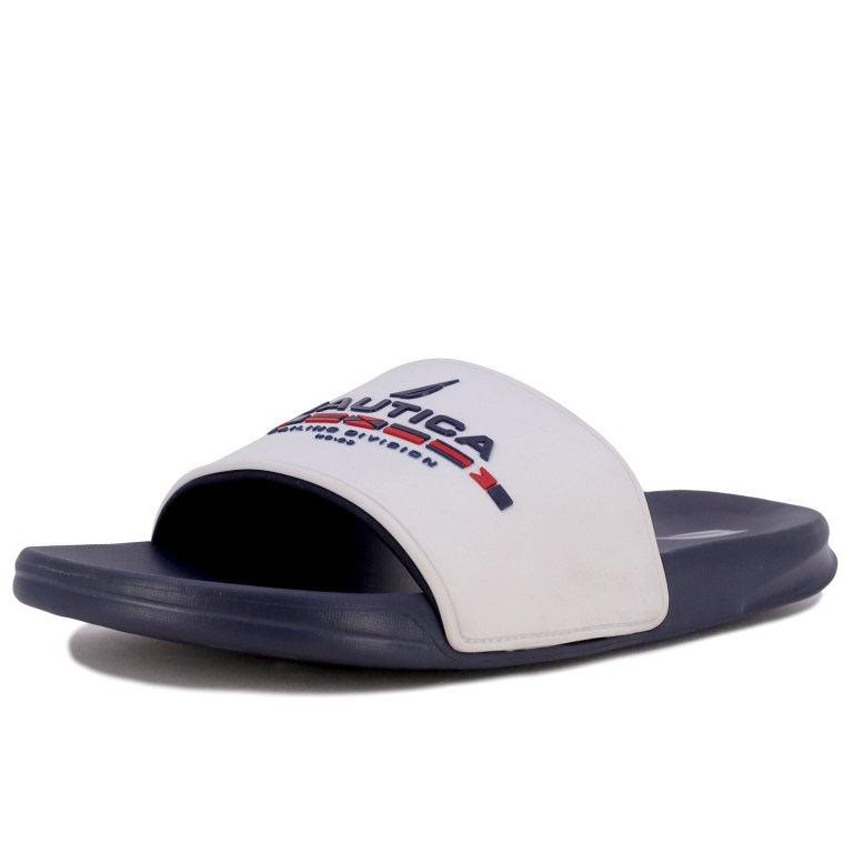 Nautica Sailing Division Logo Badslippers Heren Wit Lichtturkoois | R3Gi8rWo