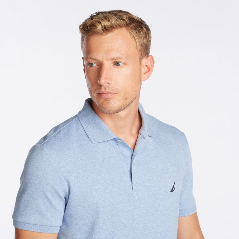 Nautica Slim Fit Interlock Poloshirt Heren Blauw | I7QuiseE