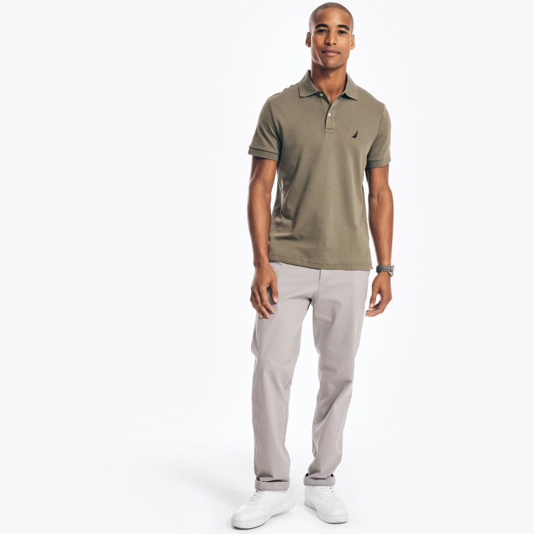 Nautica Slim Fit Interlock Poloshirt Heren Olijfgroen | QRBCEQLP