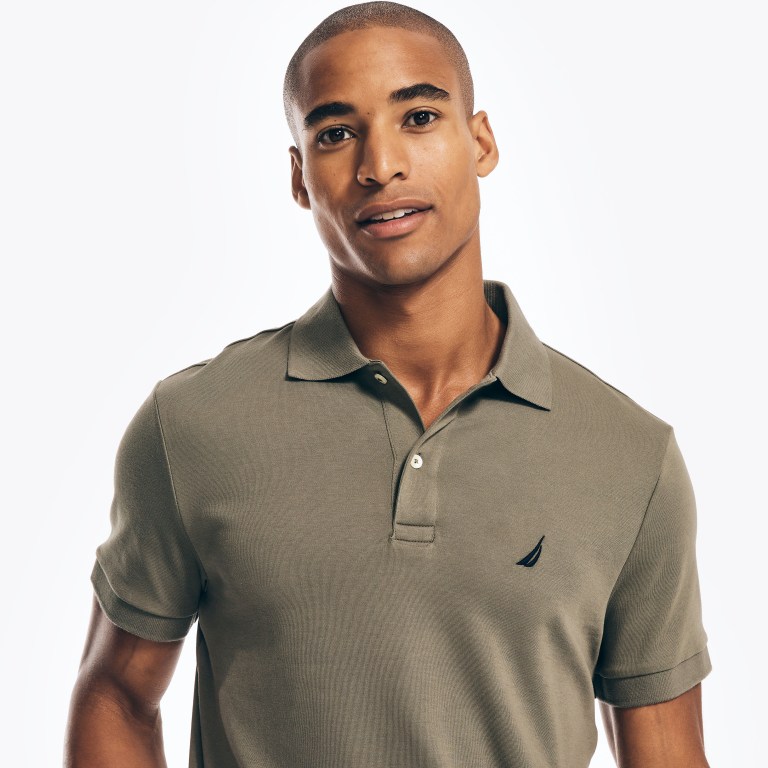 Nautica Slim Fit Interlock Poloshirt Heren Olijfgroen | QRBCEQLP