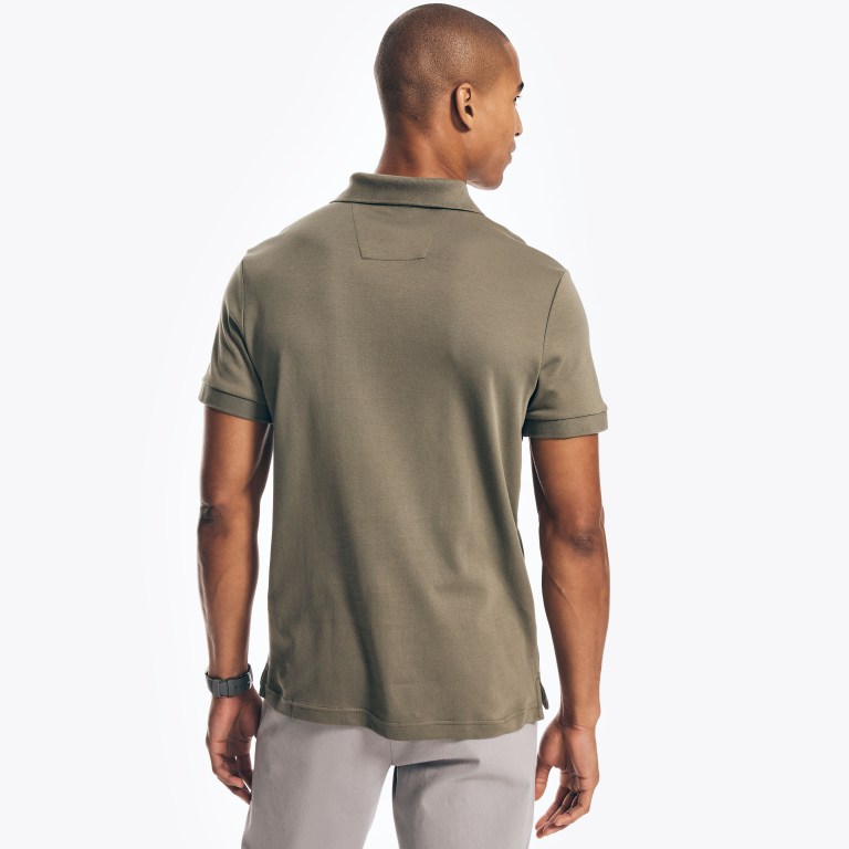 Nautica Slim Fit Interlock Poloshirt Heren Olijfgroen | QRBCEQLP