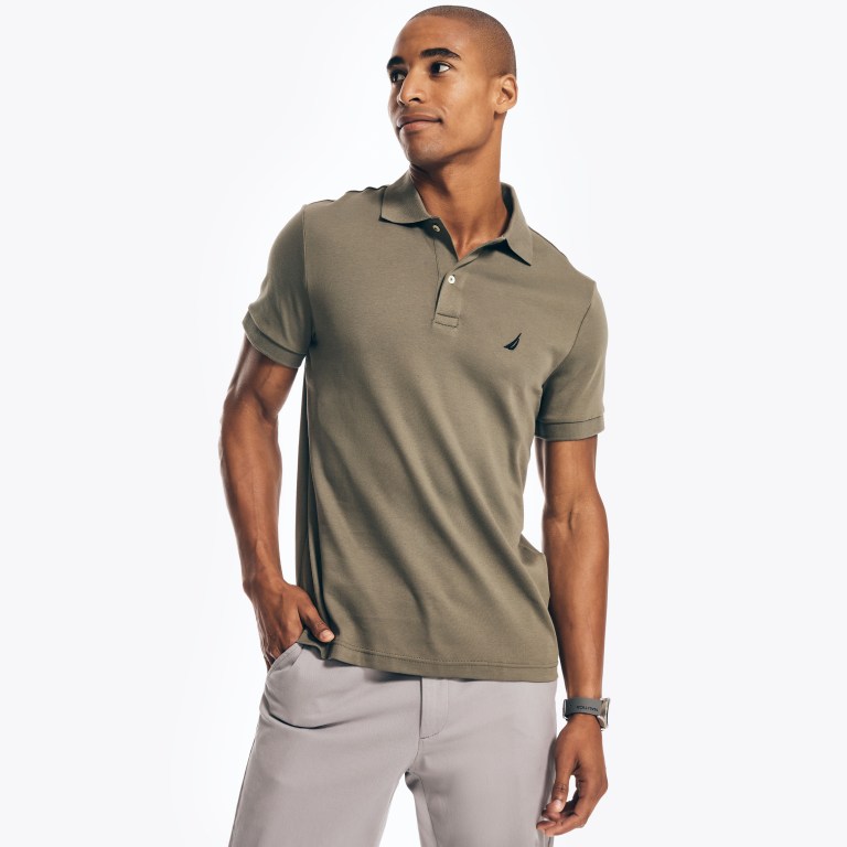 Nautica Slim Fit Interlock Poloshirt Heren Olijfgroen | QRBCEQLP