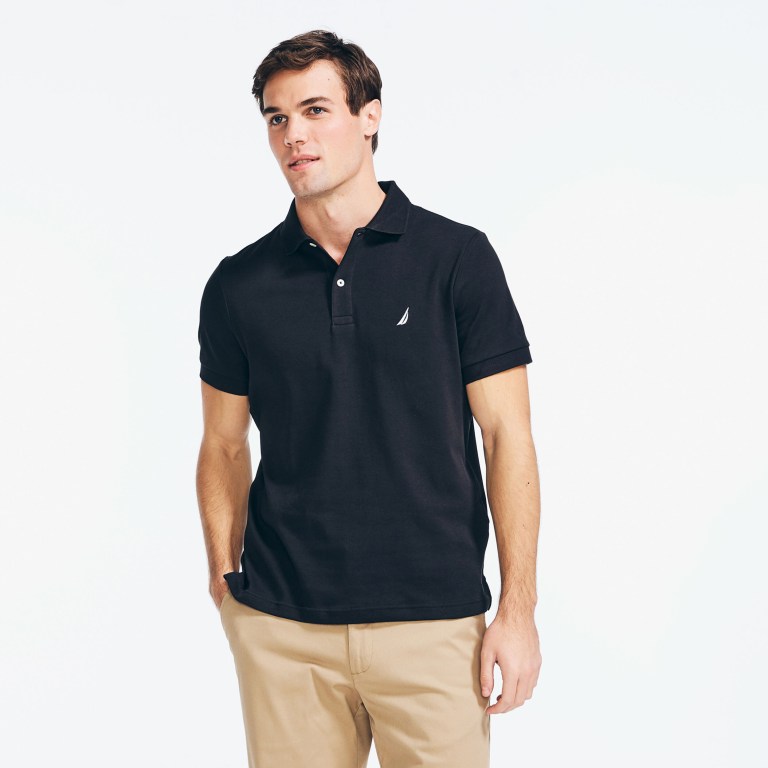 Nautica Slim Fit Interlock Poloshirt Heren Zwart | WgTQmIMx