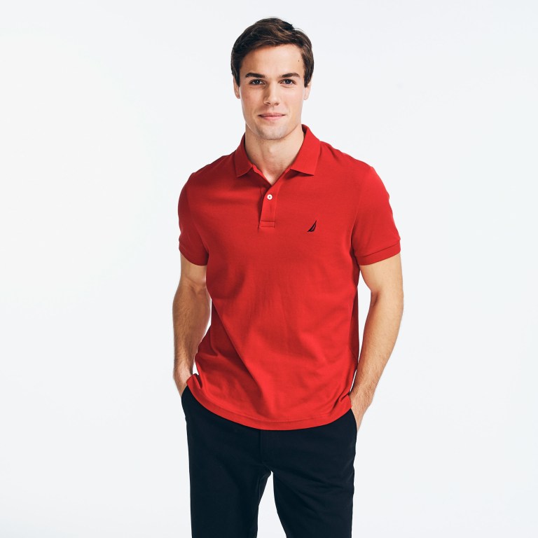 Nautica Slim Fit Interlock Poloshirt Heren Rood | l1TveVta