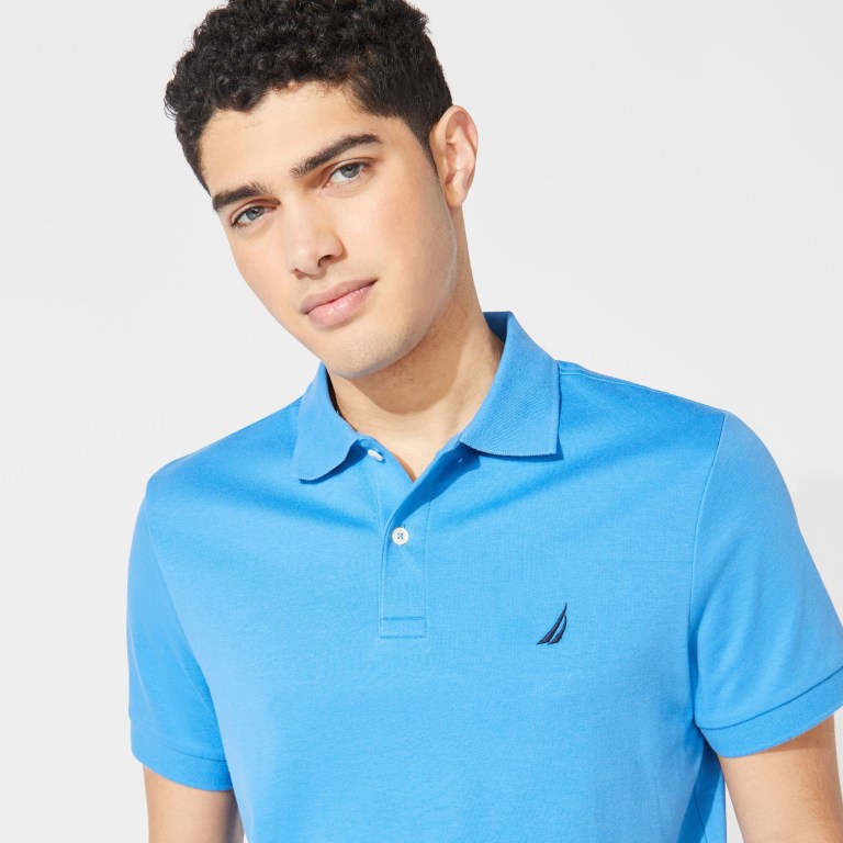 Nautica Slim Fit Interlock Poloshirt Heren Blauw | pPBL6eSy