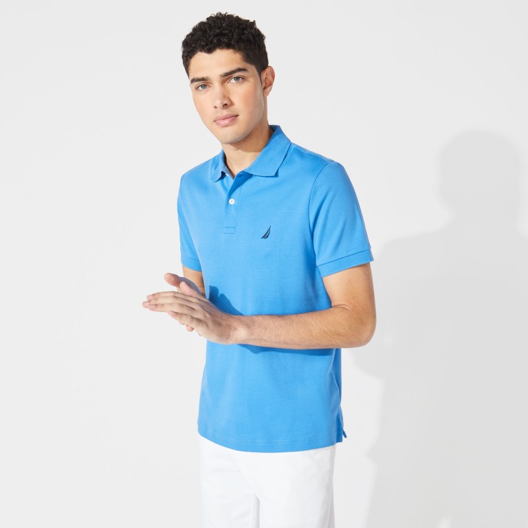 Nautica Slim Fit Interlock Poloshirt Heren Blauw | pPBL6eSy