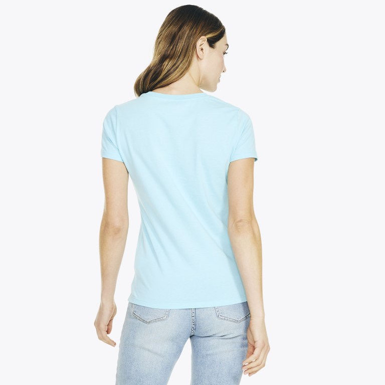 Nautica Solid Crewneck T-shirts Dames Blauw | CHNrzOcf