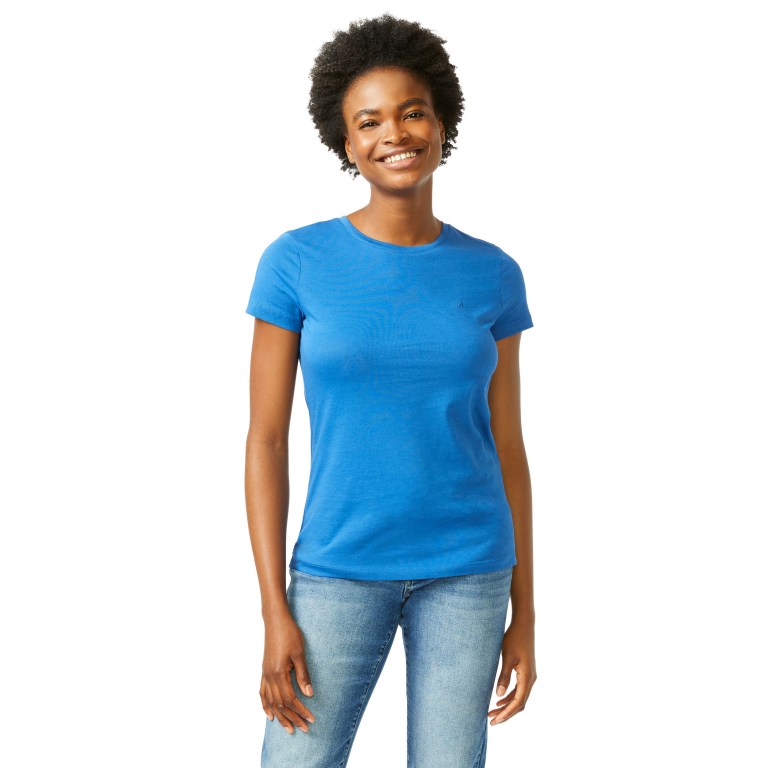 Nautica Solid Crewneck T-shirts Dames Blauw | OodvbHkU