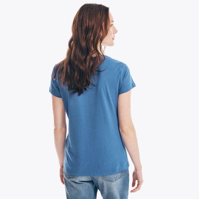 Nautica Solid Crewneck T-shirts Dames Blauw | bXiusDMF