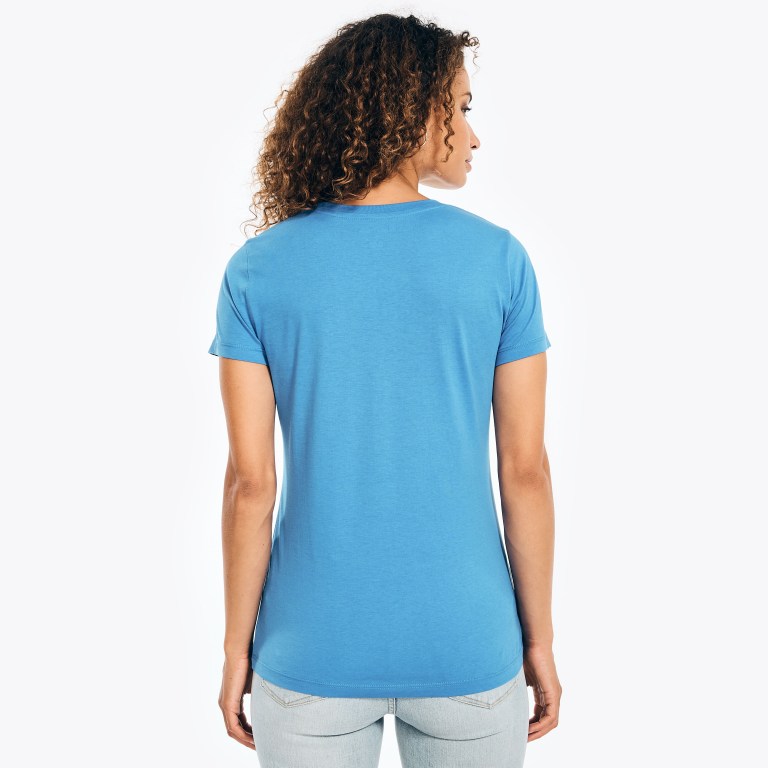 Nautica Solid Crewneck T-shirts Dames Koningsblauw Blauw | OHiZq9ph