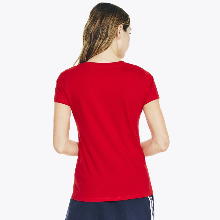 Nautica Solid Crewneck T-shirts Dames Rood | 31C5omsj