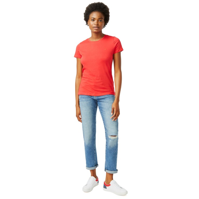 Nautica Solid Crewneck T-shirts Dames Rood | n18T40iX