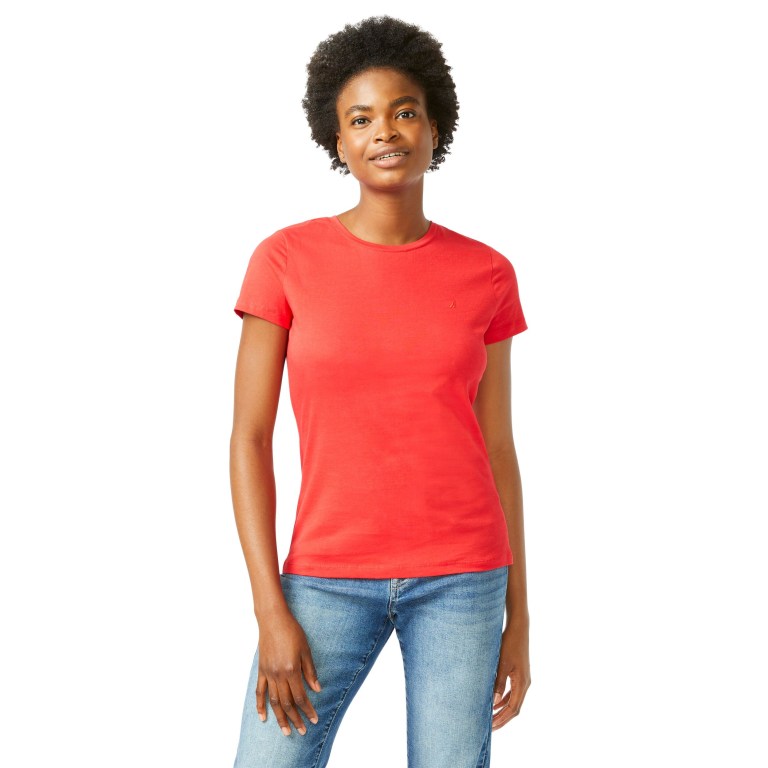 Nautica Solid Crewneck T-shirts Dames Rood | n18T40iX