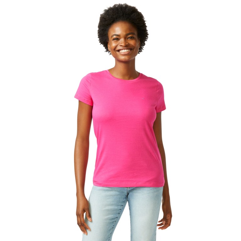 Nautica Solid Crewneck T-shirts Dames Roze | uPHrfb3z