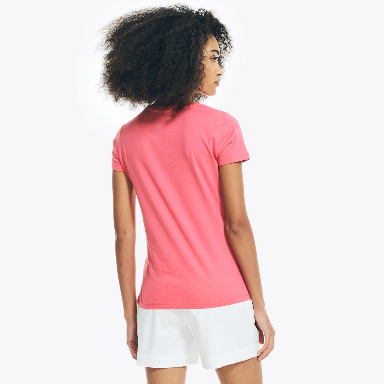 Nautica Solid Crewneck T-shirts Dames Rood | zKaCmr97