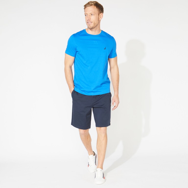 Nautica Solid Crewneck T-shirts Heren Blauw | BiAEBXmi