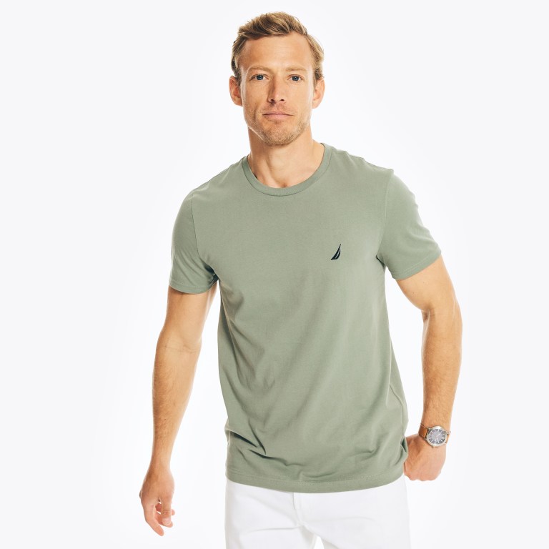 Nautica Solid Crewneck T-shirts Heren Groen | p9gXkM7L