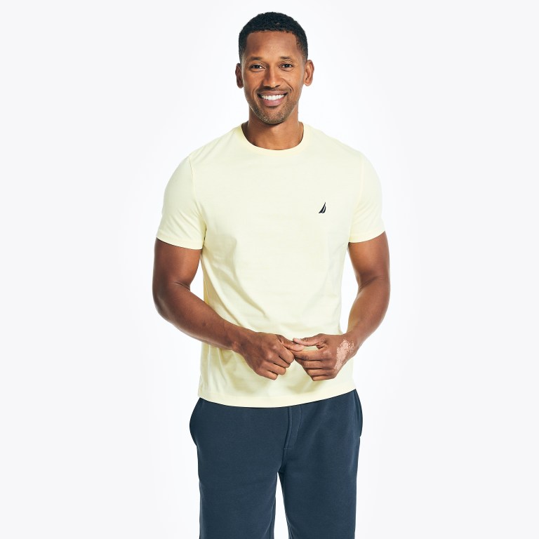 Nautica Solid Crewneck T-shirts Heren Lichtgeel | xBgdtx16