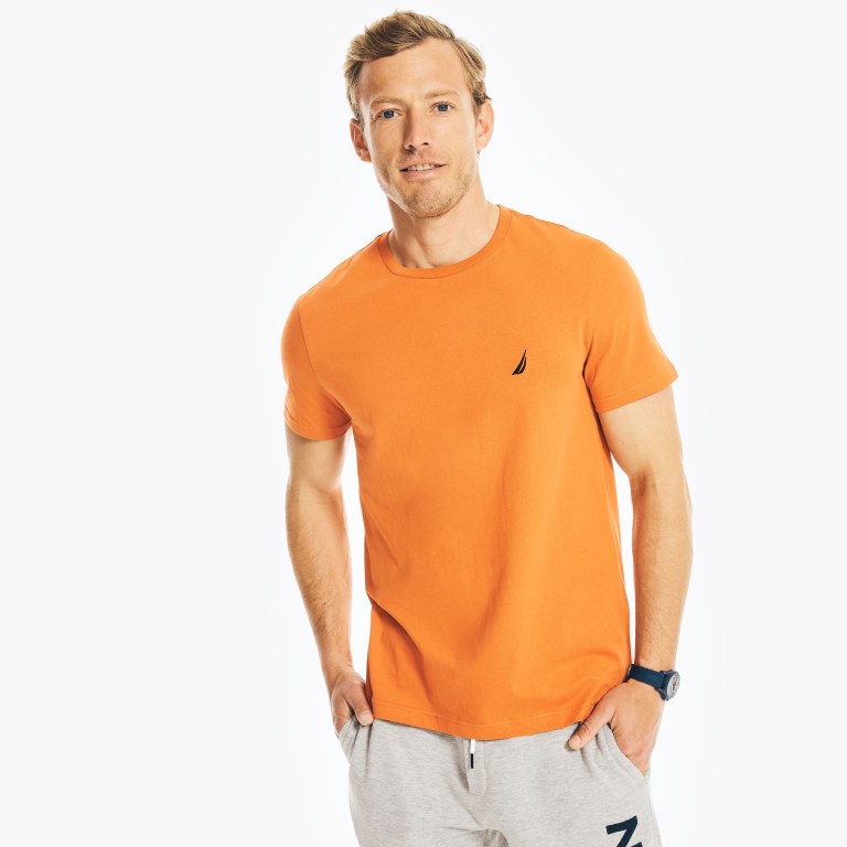 Nautica Solid Crewneck T-shirts Heren Oranje | OhvVOdEx