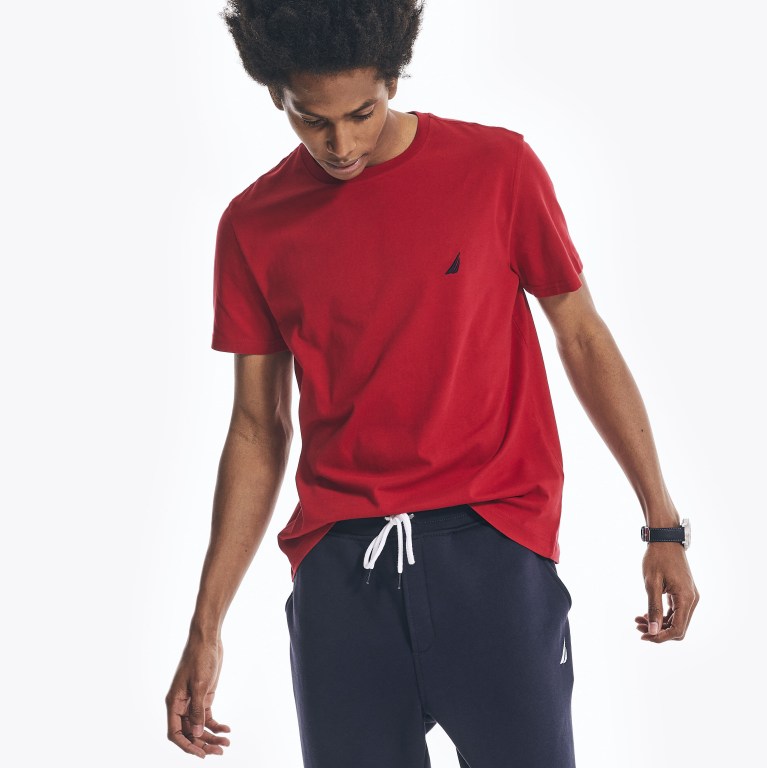 Nautica Solid Crewneck T-shirts Heren Rood | 00ug8fIz