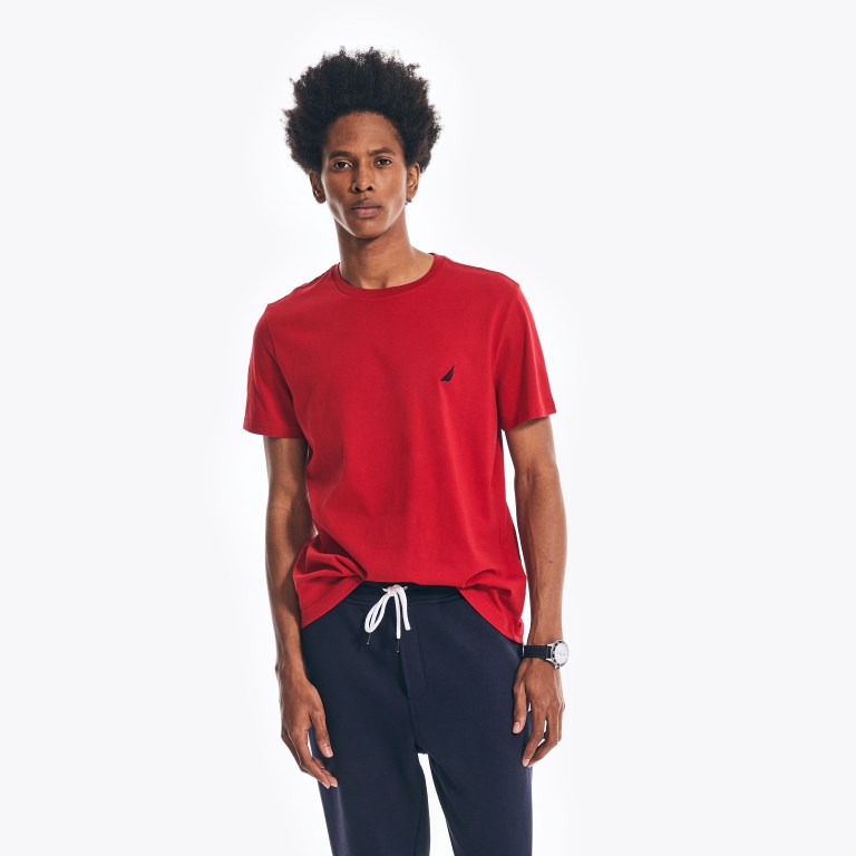 Nautica Solid Crewneck T-shirts Heren Rood | 00ug8fIz