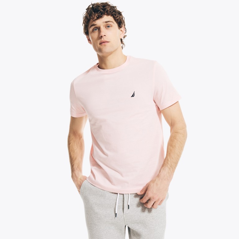 Nautica Solid Crewneck T-shirts Heren Roze | 90IelDiF