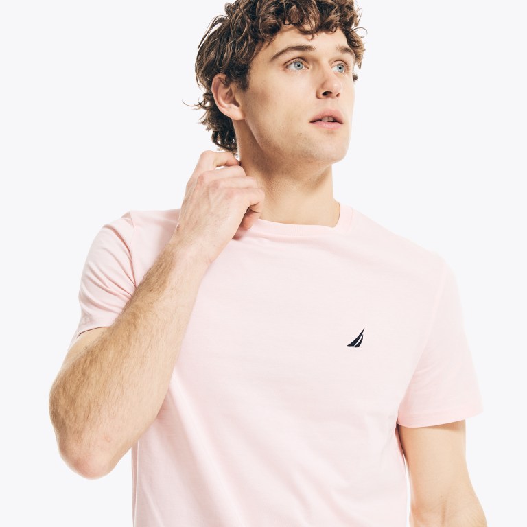 Nautica Solid Crewneck T-shirts Heren Roze | 90IelDiF