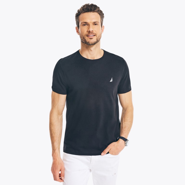 Nautica Solid Crewneck T-shirts Heren Zwart | CM7wKZlc