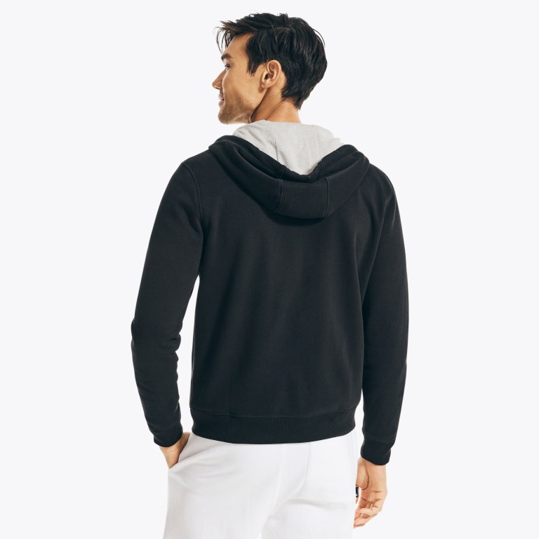 Nautica Solid Full-zip Hoodie Sweatshirts Heren Zwart | RBQtrLev