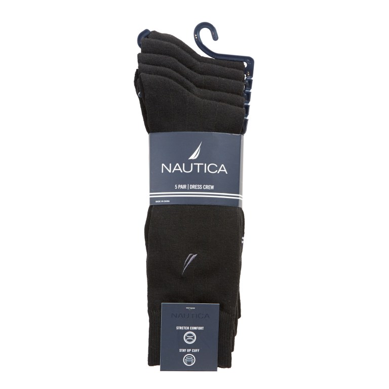 Nautica Solid Ribbed , 5-pack Sokken Heren Zwart | jpFs5JG1