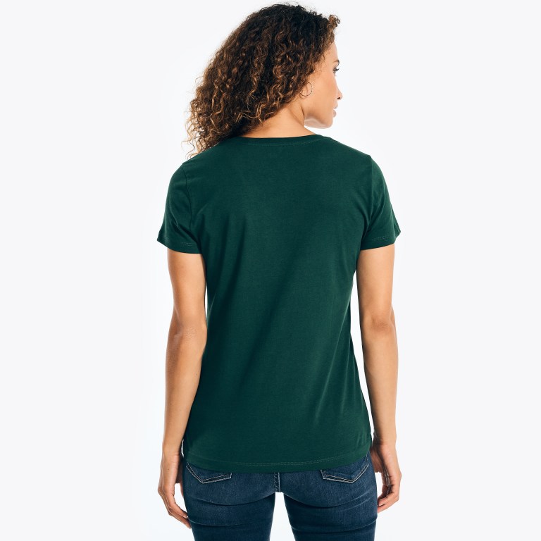 Nautica Solid V-neck T-shirts Dames Groen | 4u2iHo5d