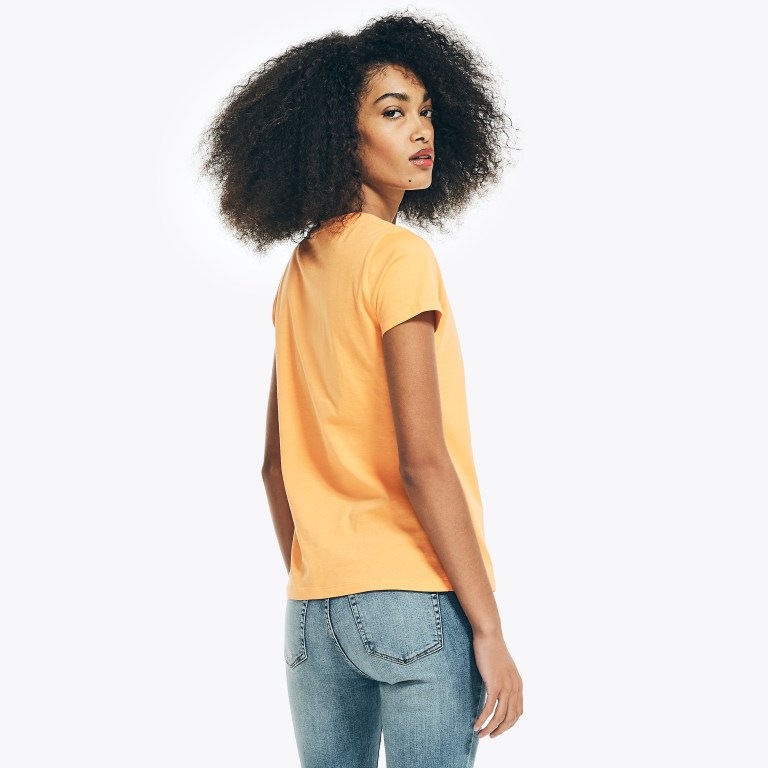 Nautica Solid V-neck T-shirts Dames Koraal | S0Fm7l5C