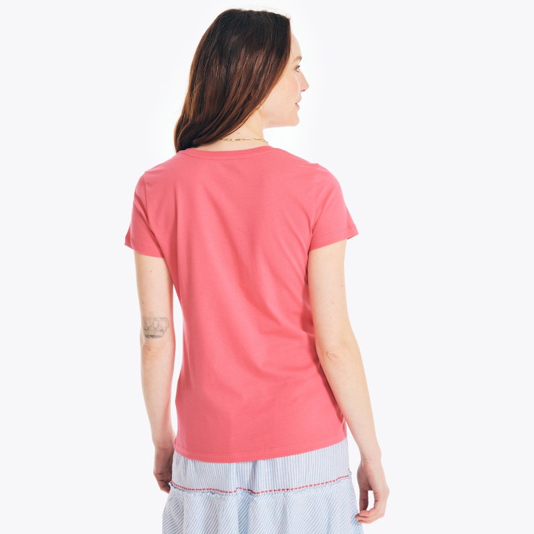 Nautica Solid V-neck T-shirts Dames Rood | nyyPqf5t