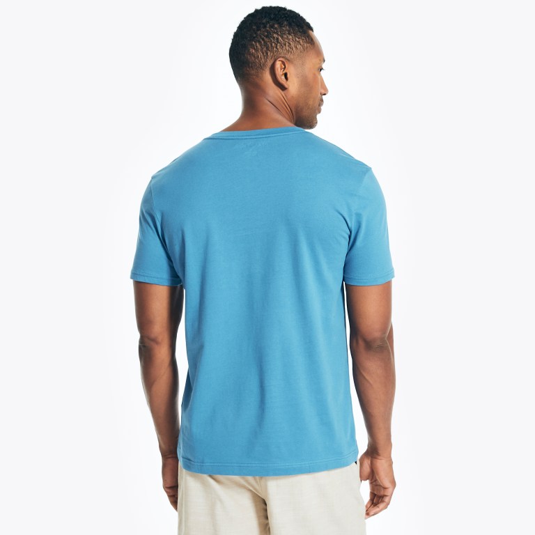 Nautica Solid V-neck T-shirts Heren Blauw | SQeSinW5