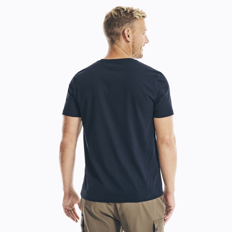 Nautica Solid V-neck T-shirts Heren Donkerblauw | LDrYMtht